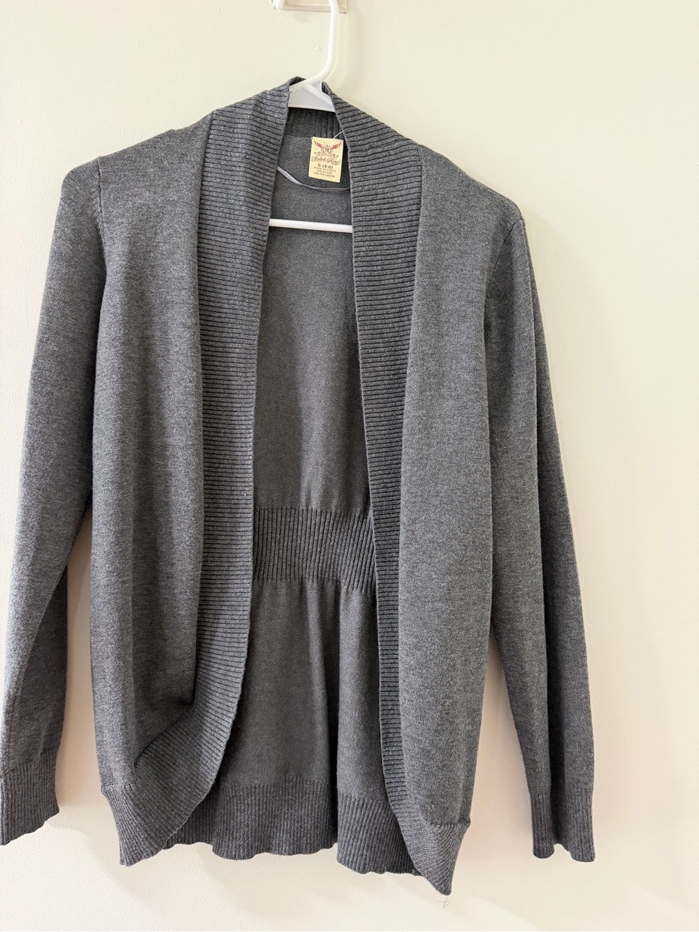 Faded Glory Gray Open-Front Knit Cardigan